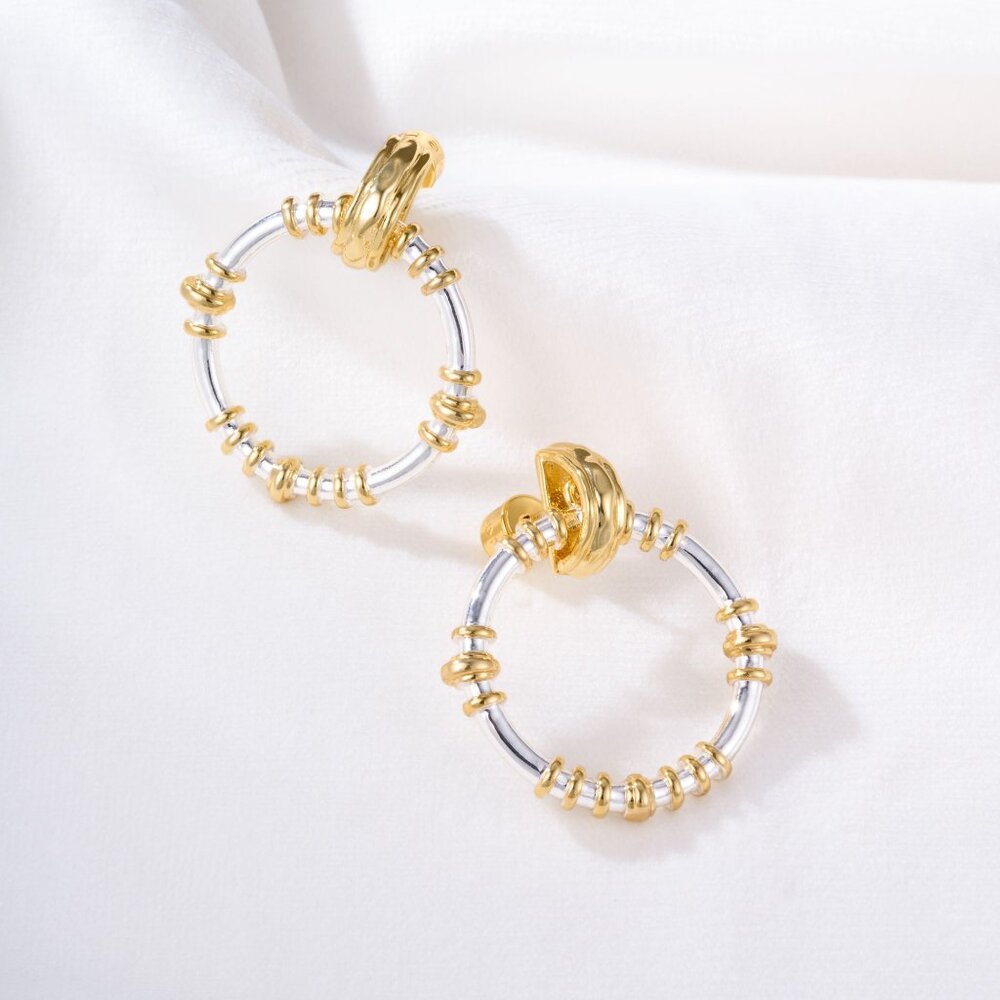 Elegant Gold and Silver Hoop Earrings